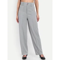 Unicus Apparel Women Flared High-Rise Wrinkle Free Trousers-picture-13