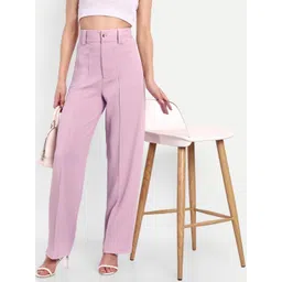 Unicus Apparel Women Flared High-Rise Wrinkle Free Trousers-picture-14