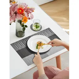UniKart Black & Grey 6 Pieces Textured Non-Fading Table Placemats-picture-17