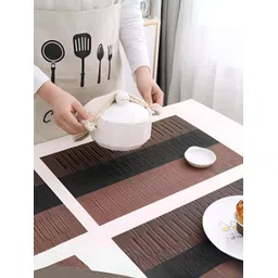 UniKart Brown & Black6 Pieces  Woven-Design Anti-Wrinkle Table Placemats-picture-11