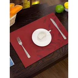 UniKart Maroon 4 Pieces Floral Printed Waterproof Rectangle Table Placemats-picture-41