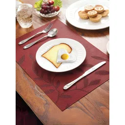 UniKart Maroon 8 Pieces Floral Printed Waterproof Rectangle Table Placemats-picture-38