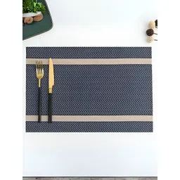 UniKart Navy Blue 10 Pieces Striped Rectangle Table Placemats-picture-12
