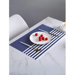UniKart Navy Blue & White 10 Pieces Striped Table Placemats-picture-10