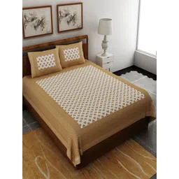 UNIQCHOICE Brown & White Geometric Pure Cotton 120 TC Queen Bedsheet With 2 Pillow Covers-picture-15