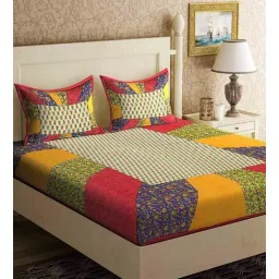 uniqchoice Multicolour Traditional 120 TC 100% Cotton Queen Bedsheet With 2 Pillow Covers-picture-15