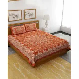 uniqchoice Paisley Cotton Jaipuri Traditonal Double BedSheet With 2 Pillow Cover-picture-35
