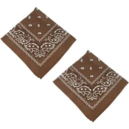 Uniqon Pack Of 2 Pcs Brown Color Double Side Printed Multifunctional Paisley Printed Hankie ["Brown"] Handkerchief-picture-20