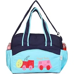 Unique Ideas New Born Baby Multipurpose Polyester Diaper/Mother Bag with Holder Diaper Changing Multi Compartment (Ferozi Turquoise Blue, Medium)-picture-17