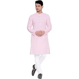 unique moments Men's Cotton Blend Modern Fit Kurta with Full Sleeve Knee Length Solid Pattern and Button Down Closure type-picture-20