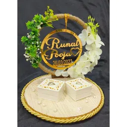 unique palette Engagement Ring Platter Personalized Acrylic Name & Date Wedding Ring Platter Wood Decorative Platter-picture-24