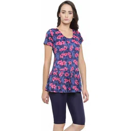 uniquegifts GIRLS / LADIES ATTACHED 3/4 LEGGY SWIMMING COSTUME /SWIM DRESS (RANDOM COLOR) Printed Women Swim-dress Multicolor Swimsuit-picture-14