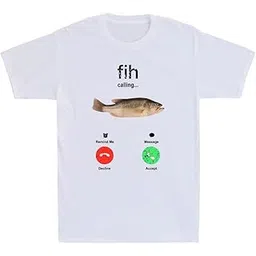 uniqx Fih Calling Remind Me Message Decline Accept Phone Call Fish Funny Men's T-Shirt-picture-36