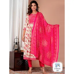 UNISETS Floral Printed Sequinned Straight Kurta With Trousers & Dupatta-picture-14