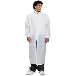 Unisex Full-Length Hooded Raincoat, Waterproof Polyester, White, Metal Zip Closure-picture-21