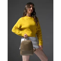 united colors of benetton fashion United Colors of Benetton Women Beige Pu Textured Backpack-picture-13