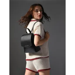 united colors of benetton fashion United Colors of Benetton Women Black Pu Textured Backpack-picture-17