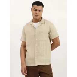 United Colors Of Benetton Beige Cotton Relaxed Fit Checks Shirt-picture-48