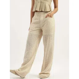 United Colors of Benetton Beige Embroidered Casual Trousers-picture-11