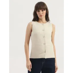 United Colors Of Benetton Beige Regular Fit Waistcoat-picture-10