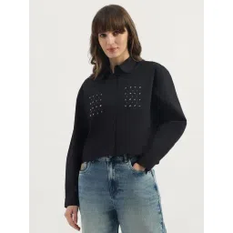 United Colors Of Benetton Black Cotton Regular Fit Embellished Shirt-picture-33