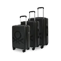 United Colors of Benetton Black Glide Large Hard Sided Checked Luggage Set of 3- 55.5,65,74.5cm-picture-14