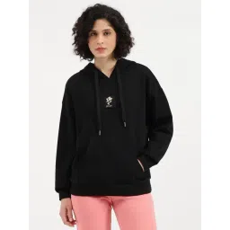 United Colors of Benetton Black Regular Fit Floral Hooded Sweatshirt-picture-35