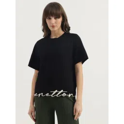 United Colors Of Benetton Black Regular Fit T-Shirt-image-46