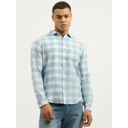United Colors of Benetton Blue Cotton Regular Fit Checkered Shirt-picture-48