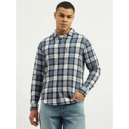 United Colors of Benetton Blue Cotton Regular Fit Checkered Shirt-picture-29
