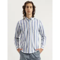 United Colors Of Benetton Blue Cotton Regular Fit Striped Shirt-picture-30