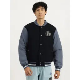 United Colors of Benetton Blue Regular Fit Stand Collar Color-Blocked Varsity Jacket-picture-39