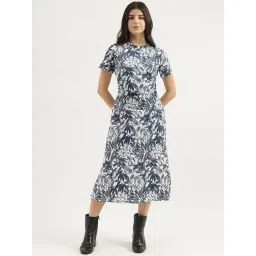 United Colors of Benetton Blue Tropical A Line Dress-picture-14