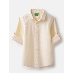 United Colors of Benetton Boys Beige Cotton Textured Shirt-picture-38