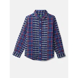 United Colors of Benetton Boys Blue Checked Cotton Casual Shirt-picture-18