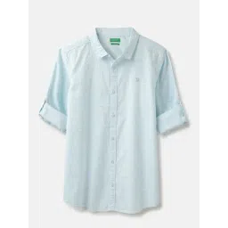 United Colors of Benetton Boys Blue Cotton Blend Textured Shirt-picture-28