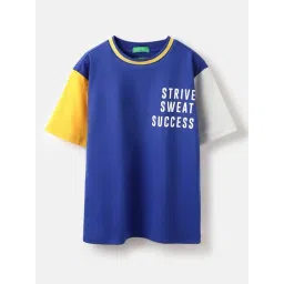 United Colors of Benetton Boys Blue Cotton Printed T-Shirt-picture-30