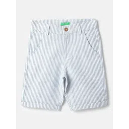 United Colors of Benetton Boys Blue Pure Cotton Striped Shorts-picture-43