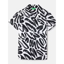 United Colors of Benetton Boys Cuban Collar Abstract Printed Cotton Casual Shirt-picture-57