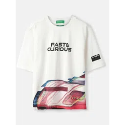 United Colors of Benetton Boys Graphic Printed Round Neck Pure Cotton Boxy T-shirt-picture-42