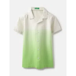 United Colors of Benetton Boys Green Cotton Ombre Shirt-picture-22