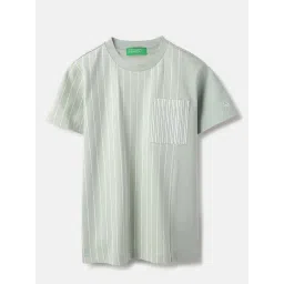 United Colors of Benetton Boys Grey Pure Cotton Striped T-Shirt-picture-43