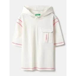 United Colors of Benetton Boys Hooded Extended Sleeves Pure Cotton Boxy T-shirt-picture-43
