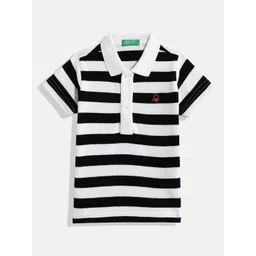 United Colors of Benetton Boys Horizontally Striped Pure Cotton Polo Collar T-shirt-picture-53