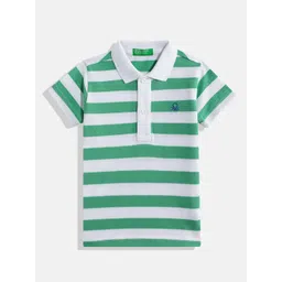 United Colors of Benetton Boys Horizontally Striped Pure Cotton Polo Collar T-shirt-picture-46