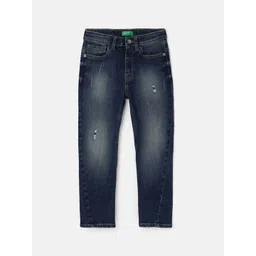 United Colors of Benetton Boys Mid-Rise Low Distress Heavy Fade Jeans-picture-34