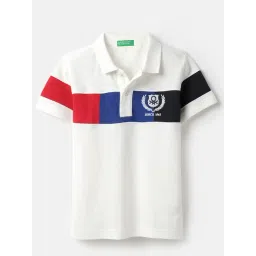 United Colors of Benetton Boys Off White Pure Cotton Color Blocked T-Shirt-picture-13