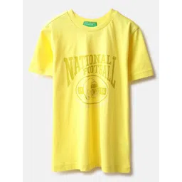 United Colors of Benetton Boys Printed Pure Cotton T-shirt image 1