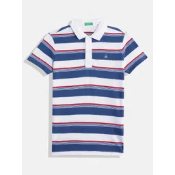 United Colors of Benetton Boys Pure Cotton Striped Polo Collar T-shirt-picture-18