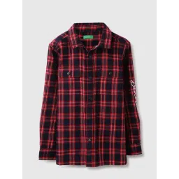 United Colors of Benetton Boys Red Cotton Blend Checkered Shirt-picture-25